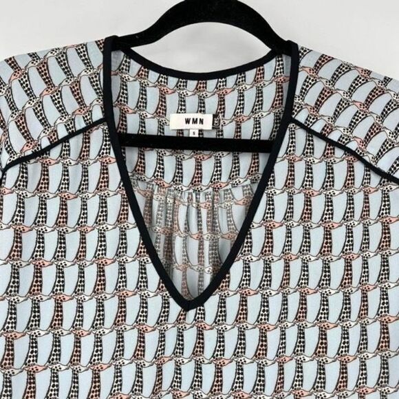 CKS Women's‎ Giraffe Print Cap Sleeve Elastic Waist Mini Dress Blue Black Small - Picture 8 of 14